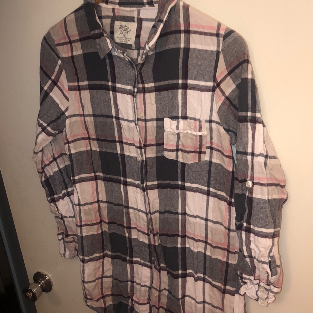 Girls lumberjack shirt love to lounge size small